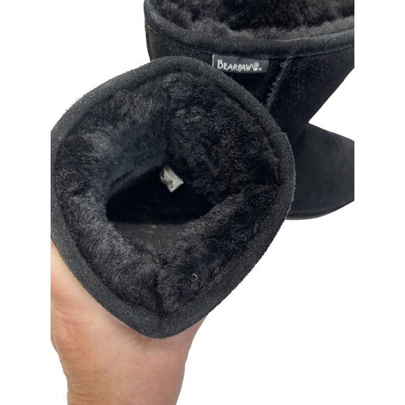 Bearpaw Womens Emma Short Boot Size 9 Sheepskin Wool Blend Black Winter Footwear - Picture 3 of 12